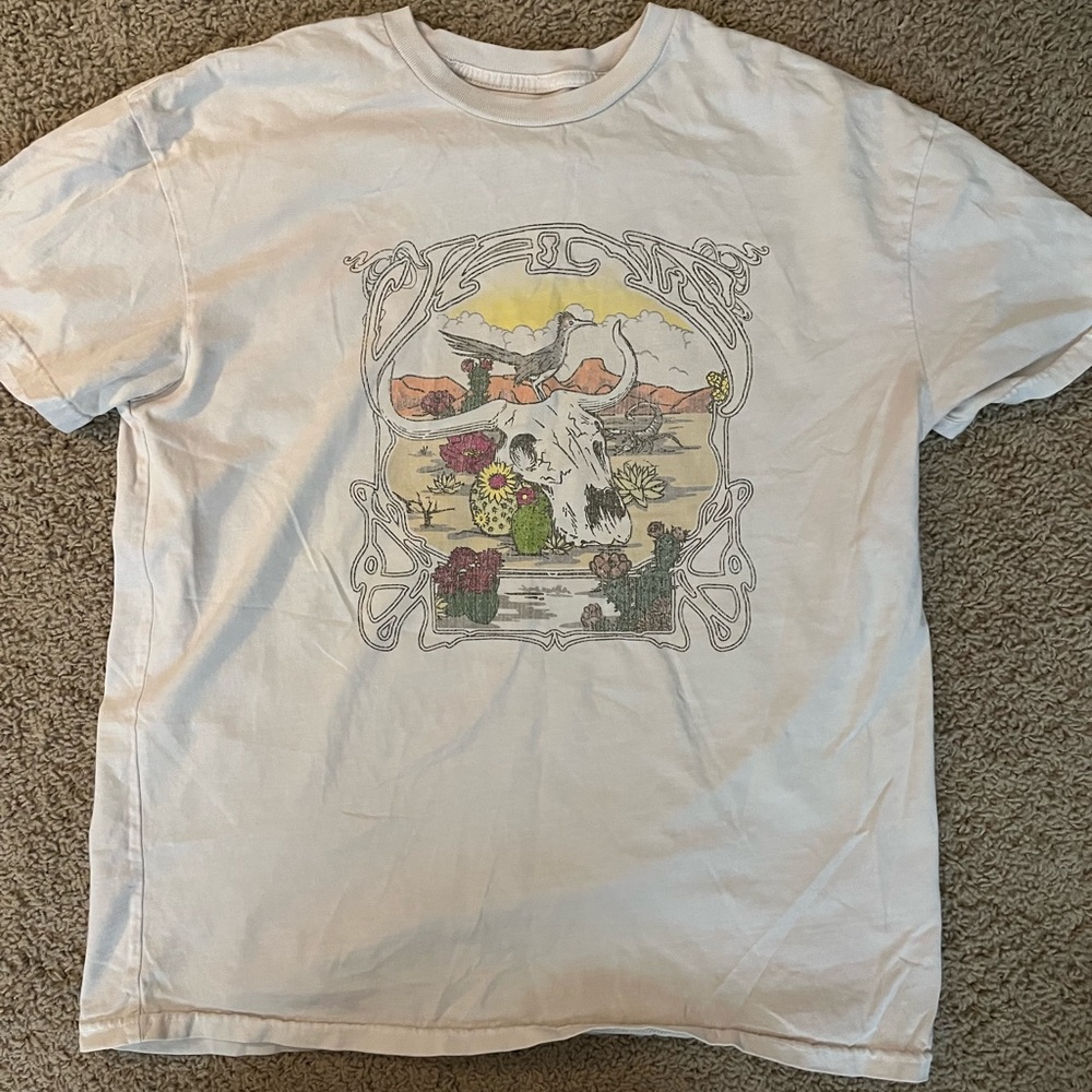 Vans: beige western rustic oversized t shirt in a size small